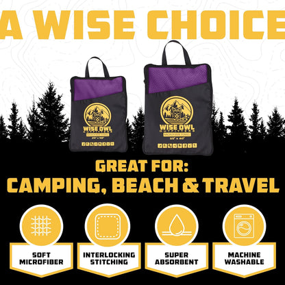 Microfiber Camping Towel - Quick Dry Towel for Travel, Backpacking, Hiking, Beach, Gym & Yoga - Compact, Fast Drying & Lightweight