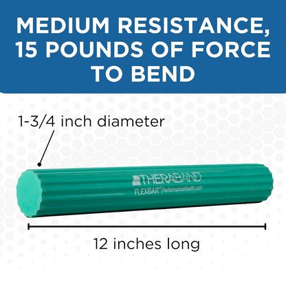Flexbar Resistance Bar, Medium, Green Flex Therapy Bar for Physical Therapy, Wrist & Forearm Exercise Equipment, Non Slip Grip, Compact Design